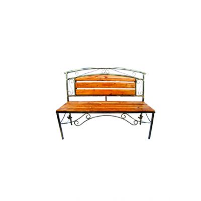 Kovová lavička s dreveným sedením malá